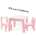 Mesa Mesinha Infantil Crianças Com 2 Cadeiras Madeira MDF 3 Opções Cores Rosa ou Azul ou Vermelha Pronta Entrega Junges