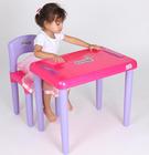 Mesa Mesinha Infatil Criança Menina Rosa Com Cadeira