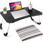 Mesa notebook dobravel home office bandeja sofa cama multiuso suporte porta copo preto - Yeet