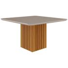 Mesa p/ Cozinha Ana c/ Tampo Madeirado c/ Vidro 130x130cm Nature/Off White - Cimol