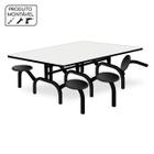 Mesa p/ Refeitório ESCAMOTEÁVEL 06 Lugares - MDF BRANCO DE 25 MM - POLLO MÓVEIS - 50051