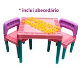 Mesa Para Brincar Infantil Rosa E Amarela Com 2 Cadeiras