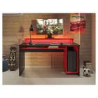 Mesa para Computador Gamer Ambiente DRX 6000 Preto Trama Vermelho - Móveis Leão