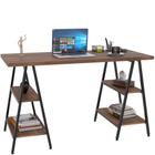 Mesa Para Escritório Estilo Industrial Cavalete Form C01 135cm Nogal - Lyam Decor