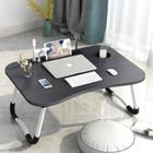 Mesa para notebook home office com usb ventilador iluminação cama sofa dobravel portatil preta