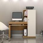 Mesa Para PC Escrivaninha Computador Home Office CPU Quarto Escritório MDF Marrom Madeira Off White