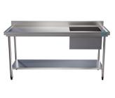 Mesa Pia Aço Inox Uma Cuba Direita e Prateleira 150x60x85 Aço Rio