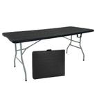 Mesa Picnic Dobrável Vira Maleta Portátil 1,80m Camping Premium Tipo Madeira Preta