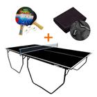 Mesa de ping pong mdp 15mm 1087 klopf cor preta c/ rodas, suporte E rede +  kit Raquetes e Bolinhas 5055