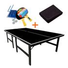 MESA PING PONG ESPECIAL COR PRETA MDP 15MM - KLOPF 1010 + KIT TÊNIS DE MESA 5031 + Capa Impermeável