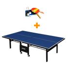 Mesa ping pong rodinhas articuladas mdf 18mm klopf 1084 + kit tênis de mesa - 5030