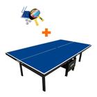 Mesa ping pong rodinhas articuladas mdf 18mm klopf 1084 + kit tênis de mesa - 5031