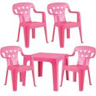 Mesa Plástica Didática Infantil + 4 Cadeira Kids Rosa Mor