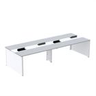 Mesa Plataforma Dupla para 4 Lugares para Coworking 130x120/4p Cinza/Branco - Pandin Móveis