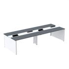 Mesa Plataforma Dupla para 4 Lugares para Coworking 130x120/4p Grafito/Branco - Pandin Móveis