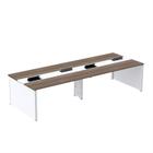 Mesa Plataforma Dupla para 4 Lugares para Coworking 140x120/4p Walnut/Branco - Pandin Móveis