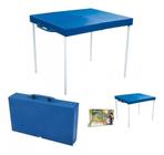 Mesa pratica dobravel com banquetas azul mor 3403