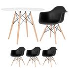 Mesa Redonda Eames 100cm + 3 Cadeiras Eiffel Daw Preto