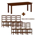 Mesa Retangular Com 8 Cadeiras Madeira Maciça 200 x 88 Castanho Plácida Shop JM