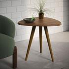 Mesa Retrô Lateral Gabriela Pé Palito Tampo de Madeira Triangular