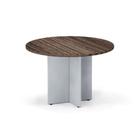 Mesa Reunião Redonda Pé Painel P25 Pandin 1,10 M Walnut e Cinza