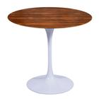 Mesa Saarinen Redonda Pau Ferro 107cm - Base Branca - mgsaarinen