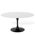 Mesa Saarinen Tulipa Oval Nanoglass 180x100cm Branco/Preto - RMA MÓVEIS