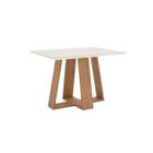 Mesa Sala de Jantar Lins 1200mm Canto Reto com Vidro Nature/Off White - Henn