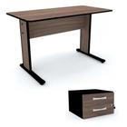 Mesa Secretaria Maxxi 75X121x61 2 Gavetas Preto E Walnut Pandin