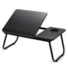 Mesa suporte para notebook em madeira portatil cama ajustavel multifuncional sofa apoio home office dobravel preta