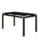 Mesa Tubular Malva 140x80 cm Preta Com Tampo De Vidro Temperado Preto Artefamol