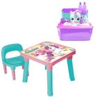 Mesa Unicórnio Infantil Didática +Maleta Unicórnio Pet Banho - Monte Líbano