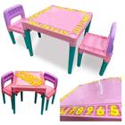 Mesinha Infantil de Atividades Educativa Com 2 Cadeiras Tritec Rosa