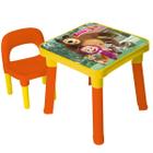 Mesinha Infantil Didática + Cadeira Masha E O Urso Portátil