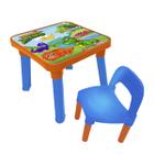 Mesinha Infantil Mesa Com Cadeira Didática Plastico Criança Menino e Menina - Turma do Dino