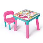 Mesinha Infantil Mesa Com Cadeira Didática Plastico Criança Menino e Menina - Unicórnio
