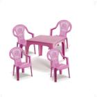 Mesinha Infantil Rosa 46X38Cm+4 Cadeira Poltroninha Kids - Injeplastec