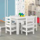 Mesinha Para Criança Infantil Retangular Com 4 Cadeiras Madeira Maciça Branco Nemargi