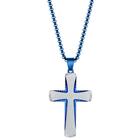 Metallo SL-7120 Azul Feminino e Prata Single CZ Cross Neck