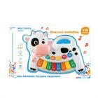 Meu Primeiro Teclado Vaquinha Infantil Diversas Melodias 13 Teclas 8 Sons De Animais + De 18 Meses Multikids - BR1509