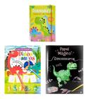 Meu Superkit De Arte & Criatividade C/ 5 Mini Dinossauros - 2 Livro De Colorir + Papel Magico