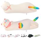 Mewaii Long Cat Plush Body Pillow, 25" Cute Rainbow Cat Stuffed Animals Kawaii Soft Plushies, Kitten Plush Pillow Doll Toy Gift for Girls Boys