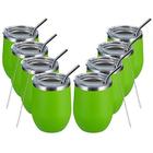 MEWAY 12oz/8 Pack Copos de Copo de Vinho com Tampa - Sem Haste Parede Dupla Vácuo Aço Inoxidável Travel Tumbler - Mantendo Frio e Quente para Vinho, Café, Coquetéis, Presentes (Fruta verde, Conjunto de 8)