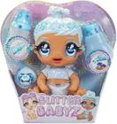 MGA's Glitter BABYZ January Snowflake Baby Doll com 3 cores mágicas muda cabelo azul, roupa de flocos de neve de inverno, fralda, garrafa, acessórios- presente para crianças, brinquedo para meninas meninos de 3 4 5 anos de idade