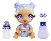 MGA'S Glitter Babyz Selena Stargazer Baby Doll com 3 Mudanças de Cor Mágicas, Cabelo de Glitter Roxo Pastel, Roupa da Lua e Estrelas, Fralda, Fralha, Acessórios para Chupeta - Presente para Crianças, Idades 3 4 5+