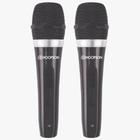 Microfone Duplo Com Fio P10 Hoopson Mic-003 Cabo 3 Mt Preto