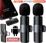 Microfone Duplo de Lapela Sem Fio Profissional Para Smartphones Android e Aparelhos Entrada Usb C Tipo C Vídeos Podcast