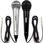 Microfone Duplo Karaoke Bar Com Cabo Leson Mk2 Preto E Prata - Le Son
