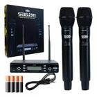 Microfone duplo sem fio santo angelo sas2311 100 canais uhf