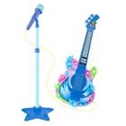 Microfone E Guitarra Infantil Azul Música Conecta Celular - Dm Toys
